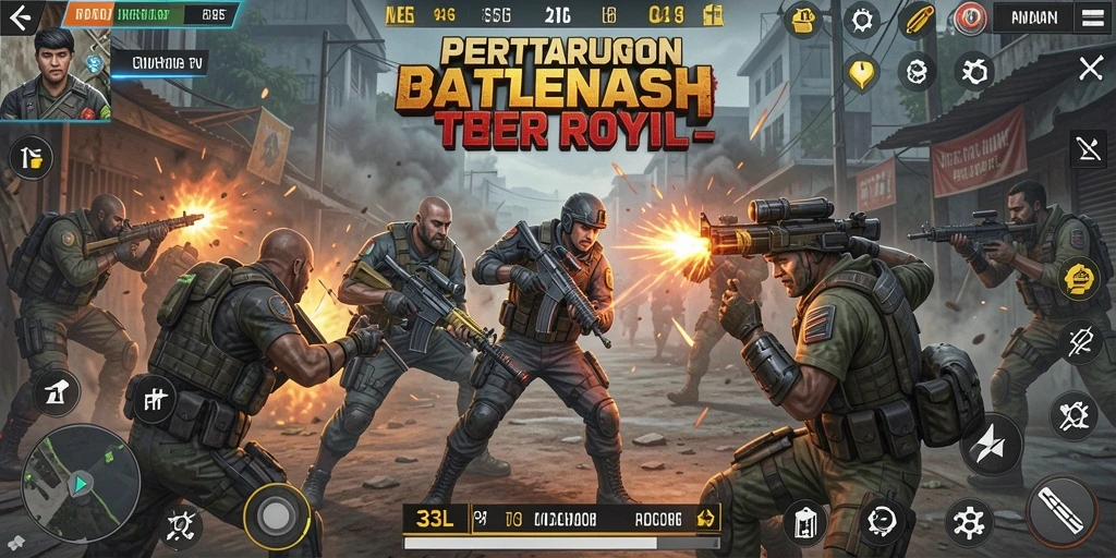 Tampilan gameplay 33L menampilkan aksi Battle Royale yang intens.