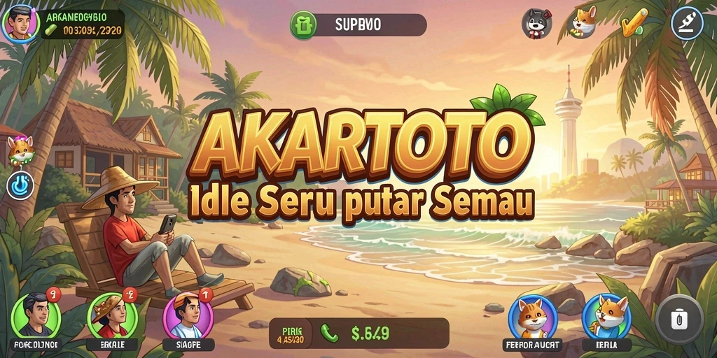 Screenshot AKARTOTO menampilkan gameplay Idle yang menarik dan menawan.