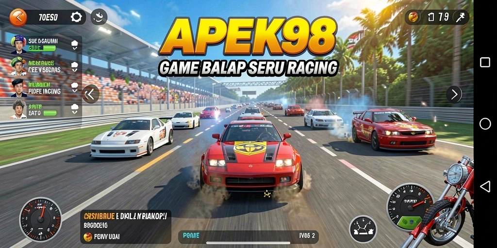 Tampilan gameplay APEK88 yang seru di lintasan balap.