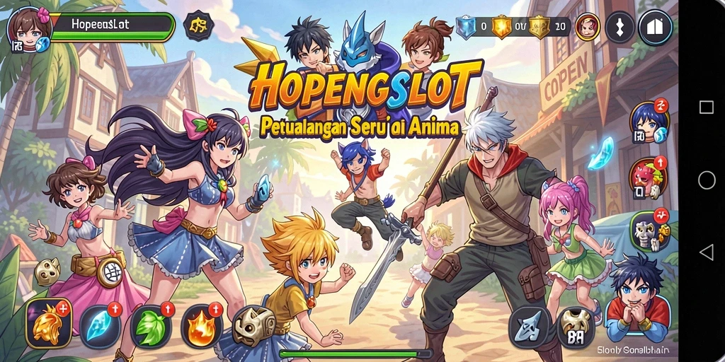 Tampilan gameplay <strong>HOPENGSLOT</strong> yang menakjubkan dengan karakter anime.