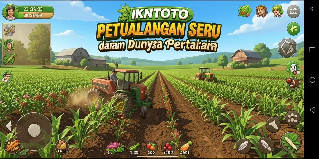 Screenshot permainan IKNTOTO menampilkan aktivitas bertani yang seru dan menyenangkan.