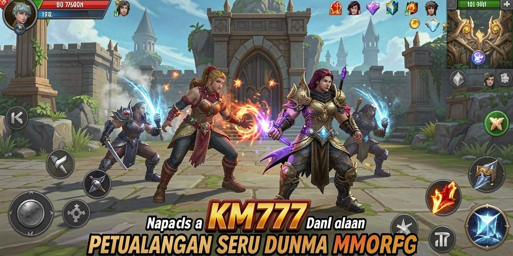 Tangkapan layar gameplay KM777 menampilkan aksi seru dalam dunia MMORPG.