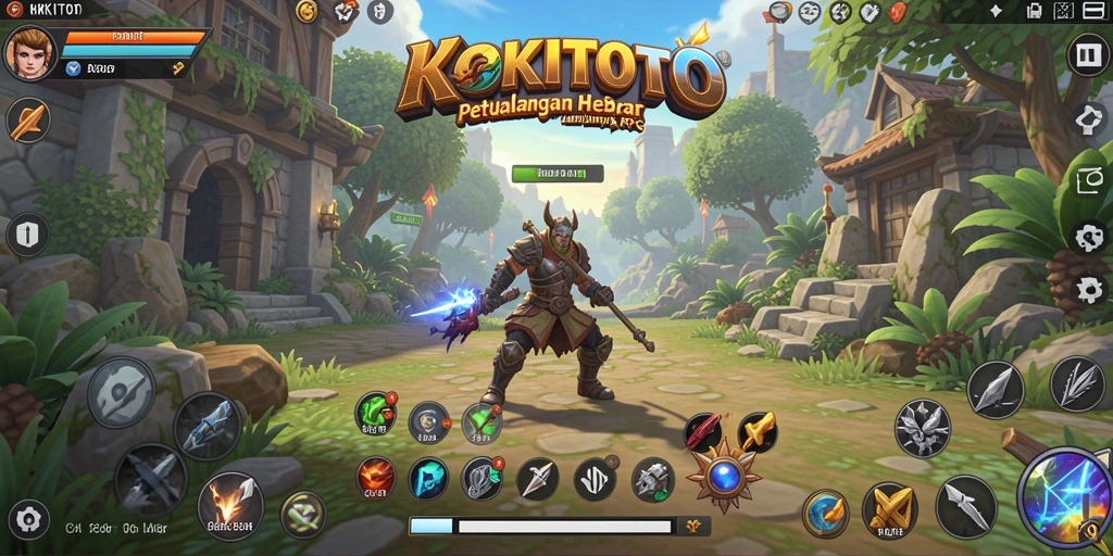 Screenshot menampilkan karakter dalam pertempuran RPG yang epik.