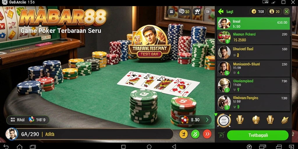 Tangkapan layar MABAR88 menampilkan gameplay Poker yang mendebarkan.