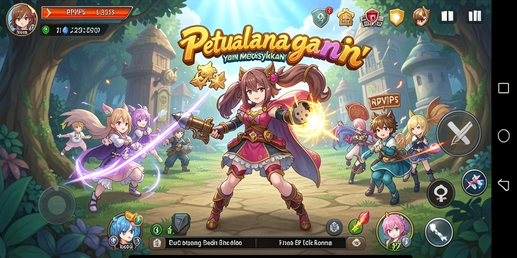 Tampilan gameplay RPVIP5 yang penuh aksi dan karakter anime.