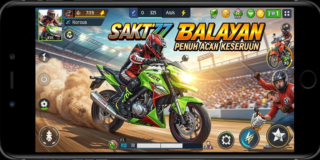Tampilan gameplay SAKTI77 yang menampilkan aksi balapan mendebarkan.