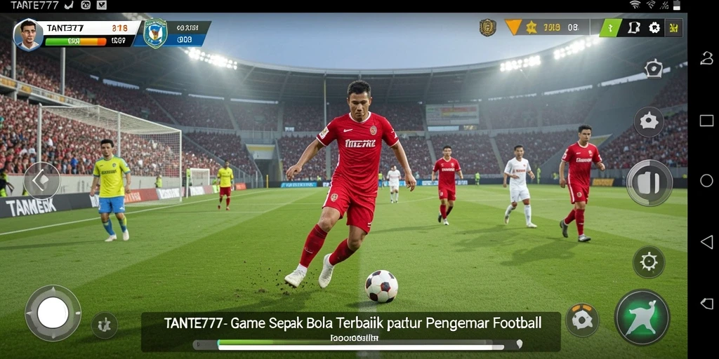 Gameplay seru dengan berbagai aksi sepak bola menegangkan.